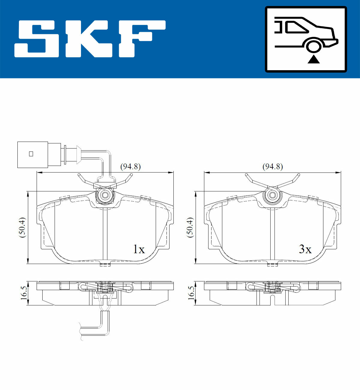 Sada brzdových platničiek kotúčovej brzdy SKF